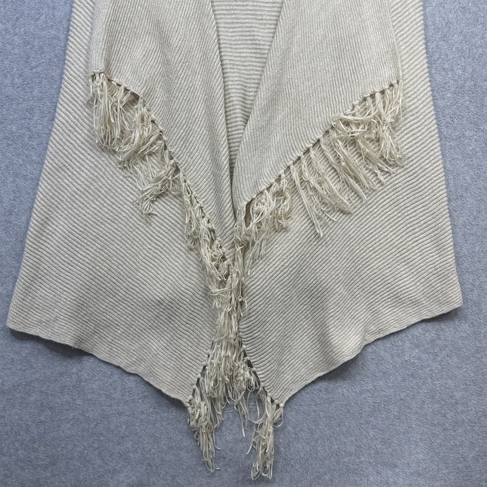 Lilly Pulitzer Andella Sweater Women XL Beige Glitter Fringe Sleeveless Open - Picture 6 of 12
